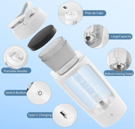 Shaker Électrique Rechargeable – Mélange Protéiné Sans Grumeaux